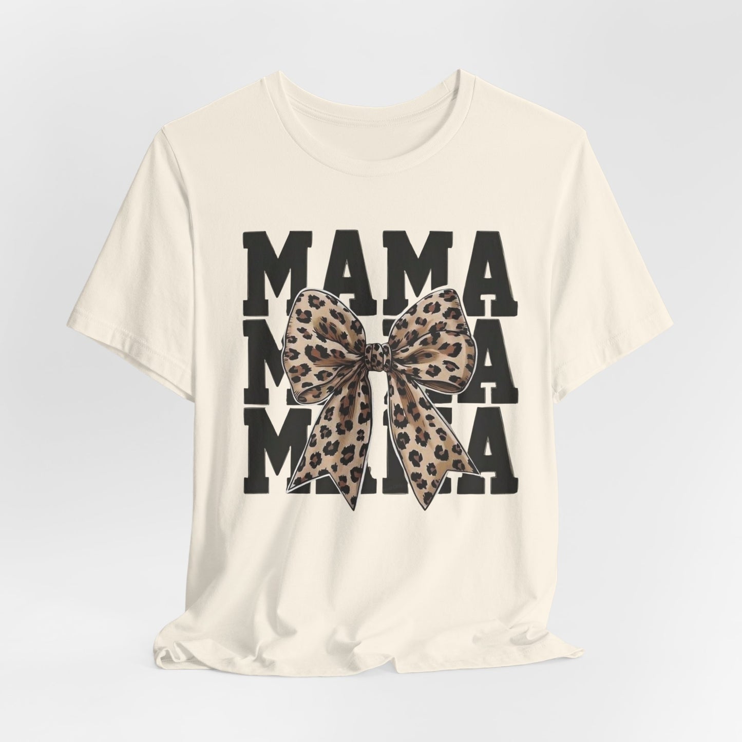 Mama Leopard Bow Tee - 'MAMA' Graphic Women's Mother's Day T-Shirt
