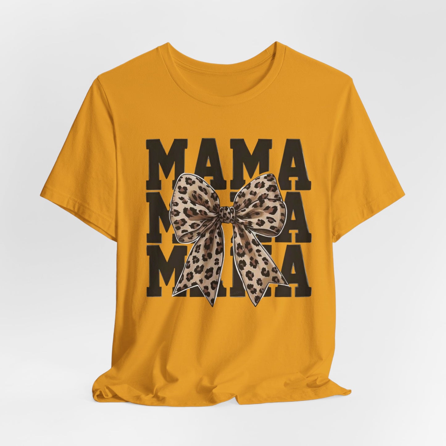 Mama Leopard Bow Tee - 'MAMA' Graphic Women's Mother's Day T-Shirt