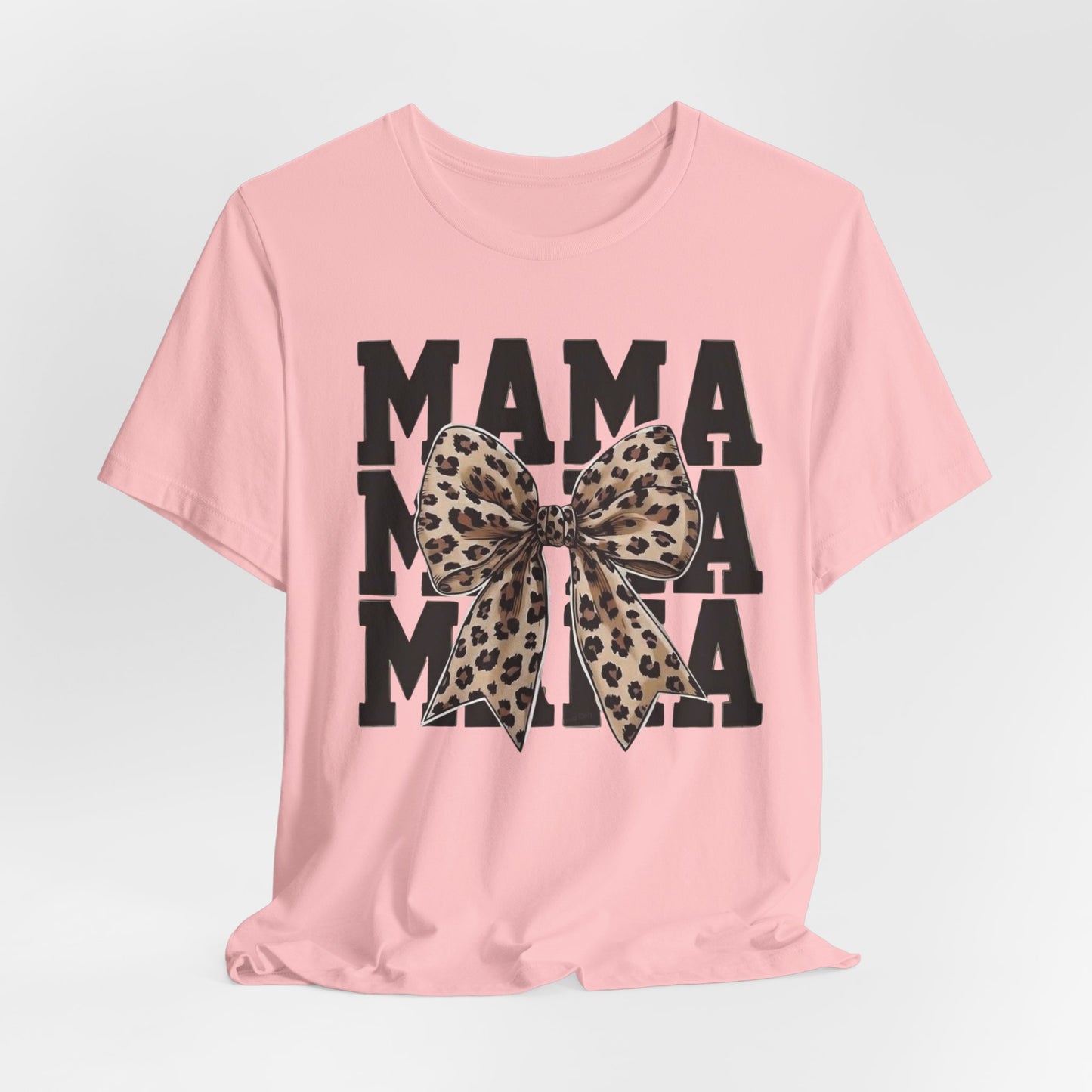 Mama Leopard Bow Tee - 'MAMA' Graphic Women's Mother's Day T-Shirt