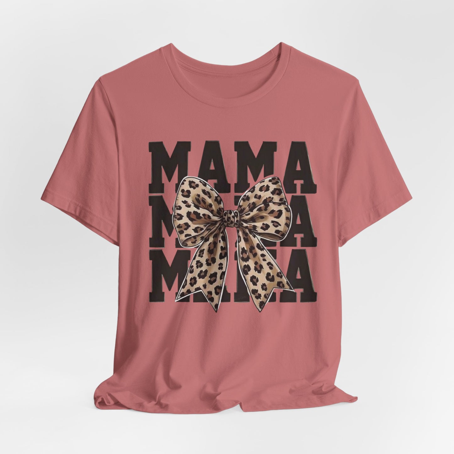 Mama Leopard Bow Tee - 'MAMA' Graphic Women's Mother's Day T-Shirt