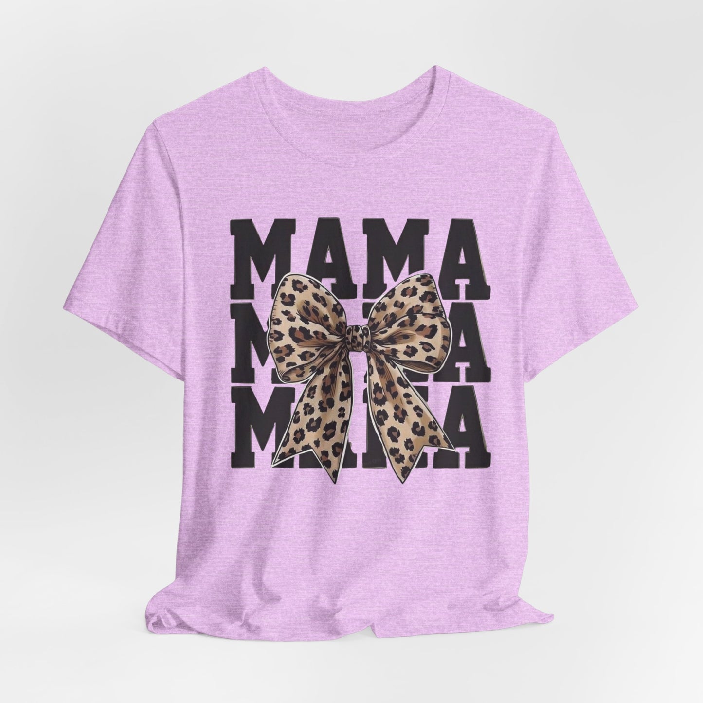 Mama Leopard Bow Tee - 'MAMA' Graphic Women's Mother's Day T-Shirt