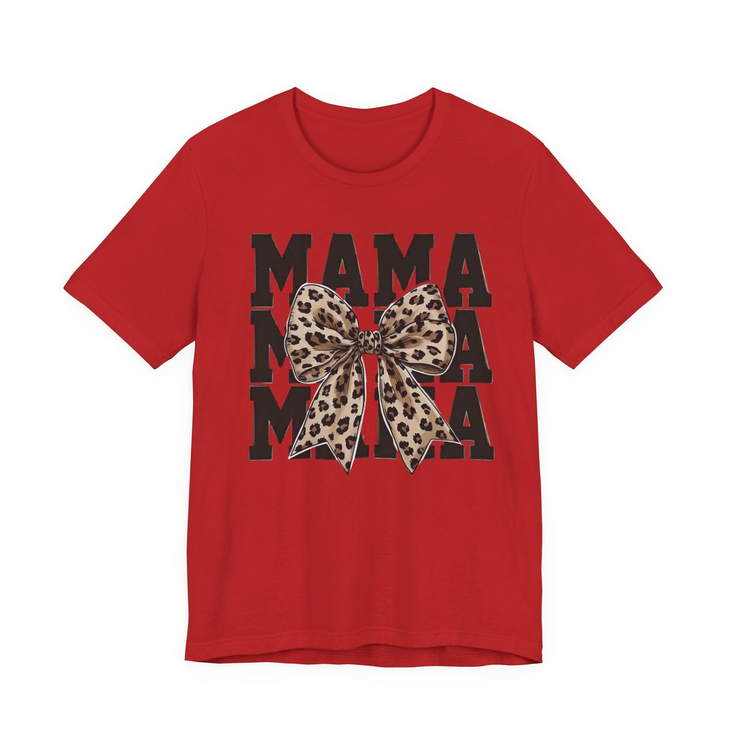 Mama Leopard Bow Tee - 'MAMA' Graphic Women's Mother's Day T-Shirt