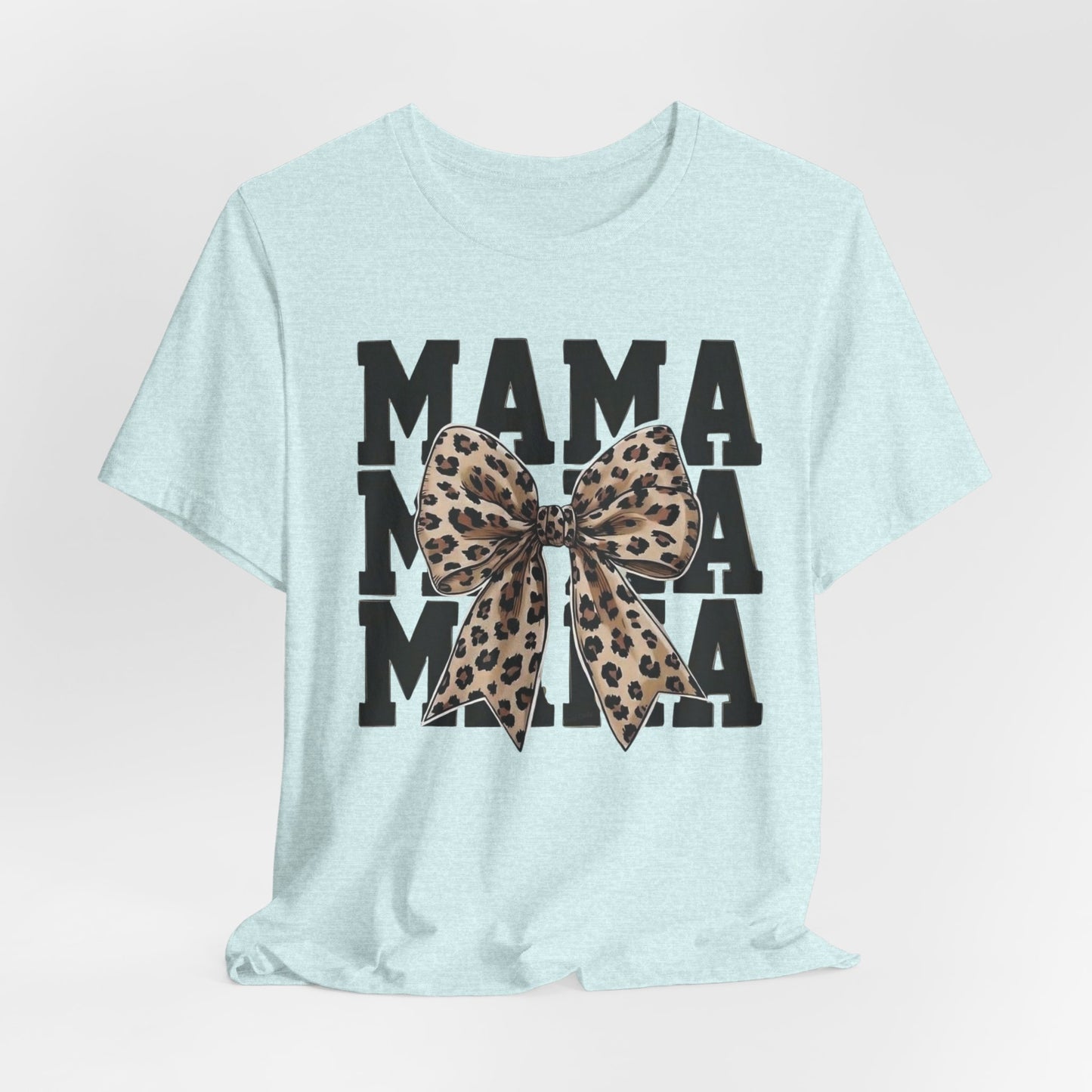 Mama Leopard Bow Tee - 'MAMA' Graphic Women's Mother's Day T-Shirt