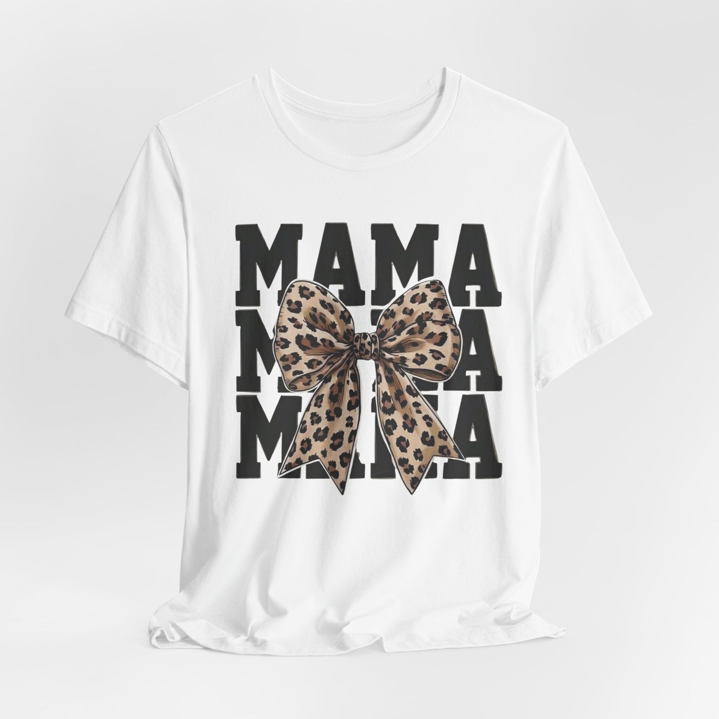 Mama Leopard Bow Tee - 'MAMA' Graphic Women's Mother's Day T-Shirt