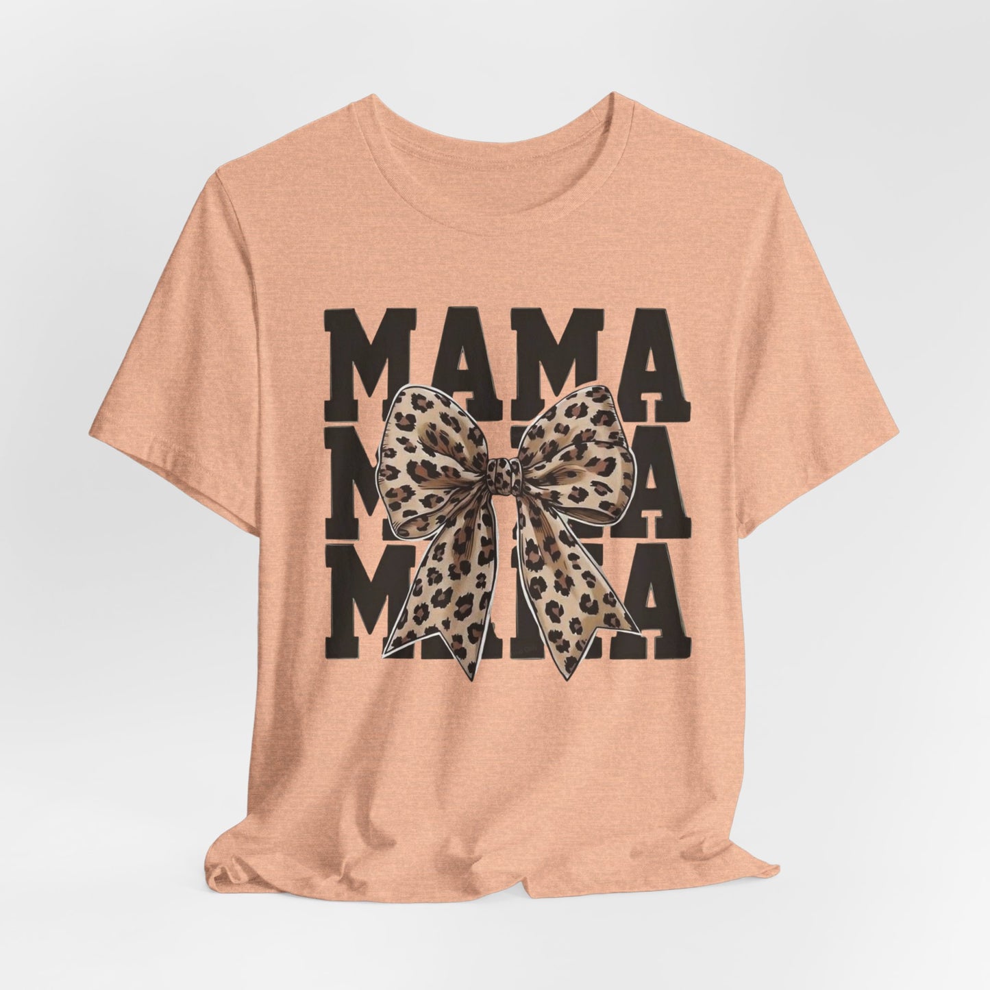 Mama Leopard Bow Tee - 'MAMA' Graphic Women's Mother's Day T-Shirt