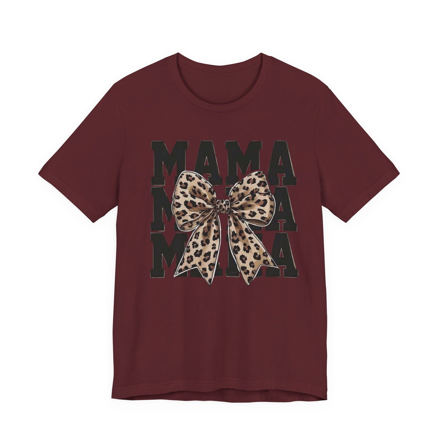 Mama Leopard Bow Tee - 'MAMA' Graphic Women's Mother's Day T-Shirt