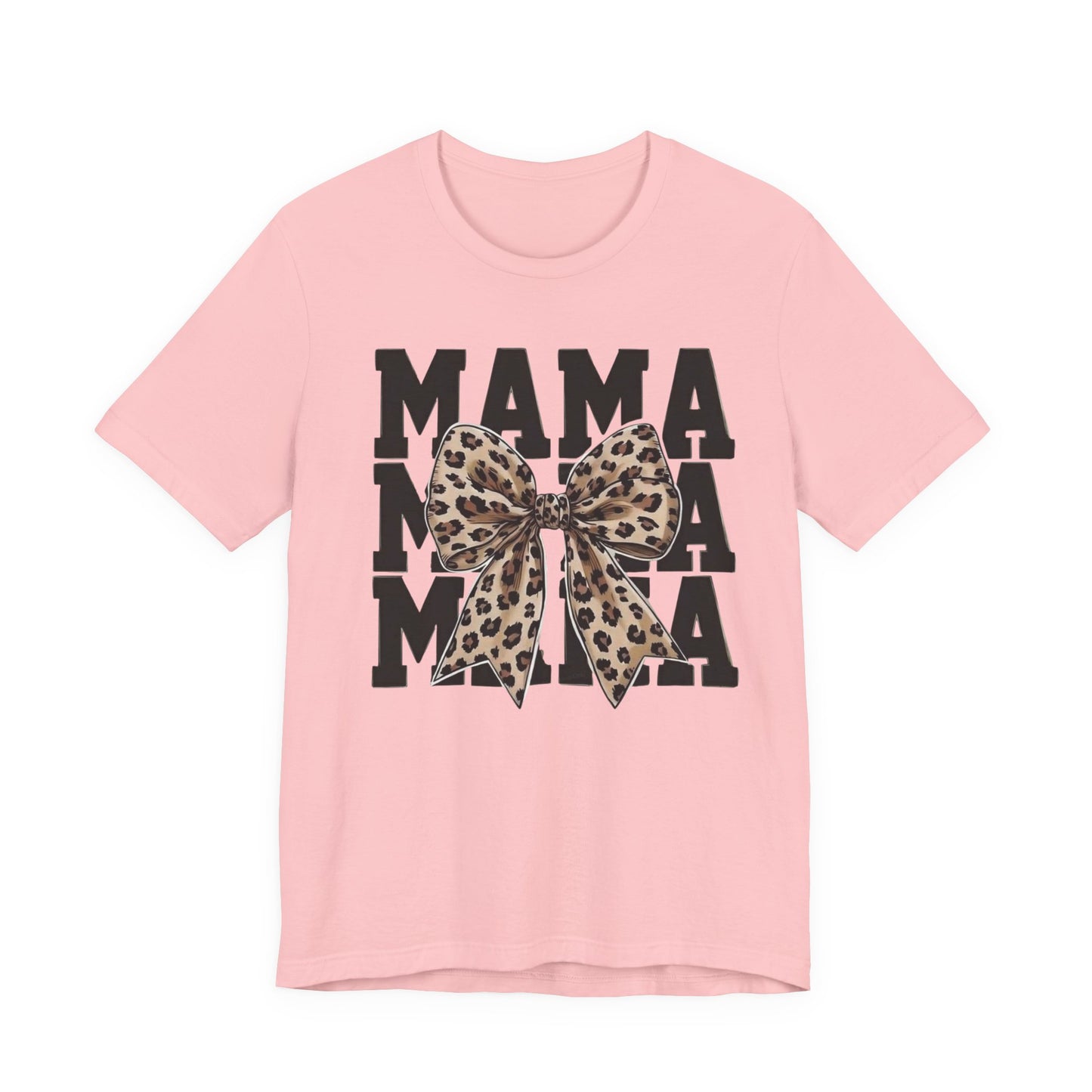 Mama Leopard Bow Tee - 'MAMA' Graphic Women's Mother's Day T-Shirt