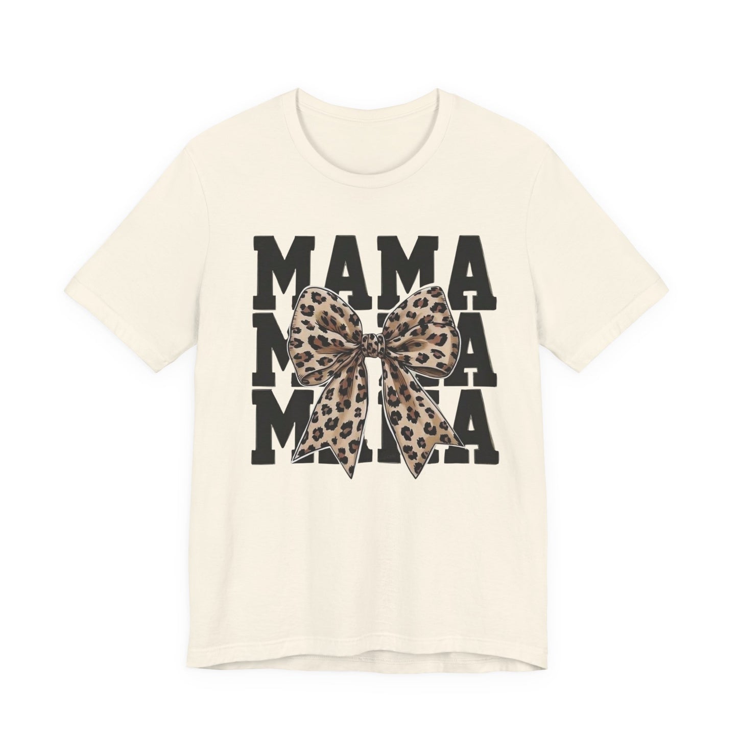 Mama Leopard Bow Tee - 'MAMA' Graphic Women's Mother's Day T-Shirt
