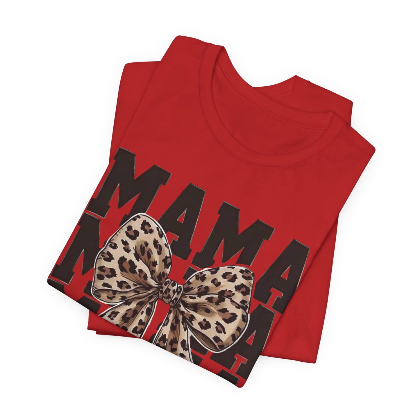 Mama Leopard Bow Tee - 'MAMA' Graphic Women's Mother's Day T-Shirt
