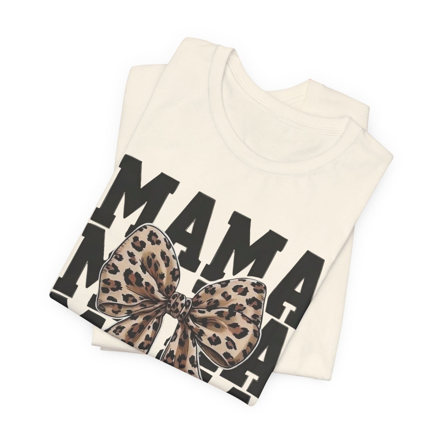 Mama Leopard Bow Tee - 'MAMA' Graphic Women's Mother's Day T-Shirt