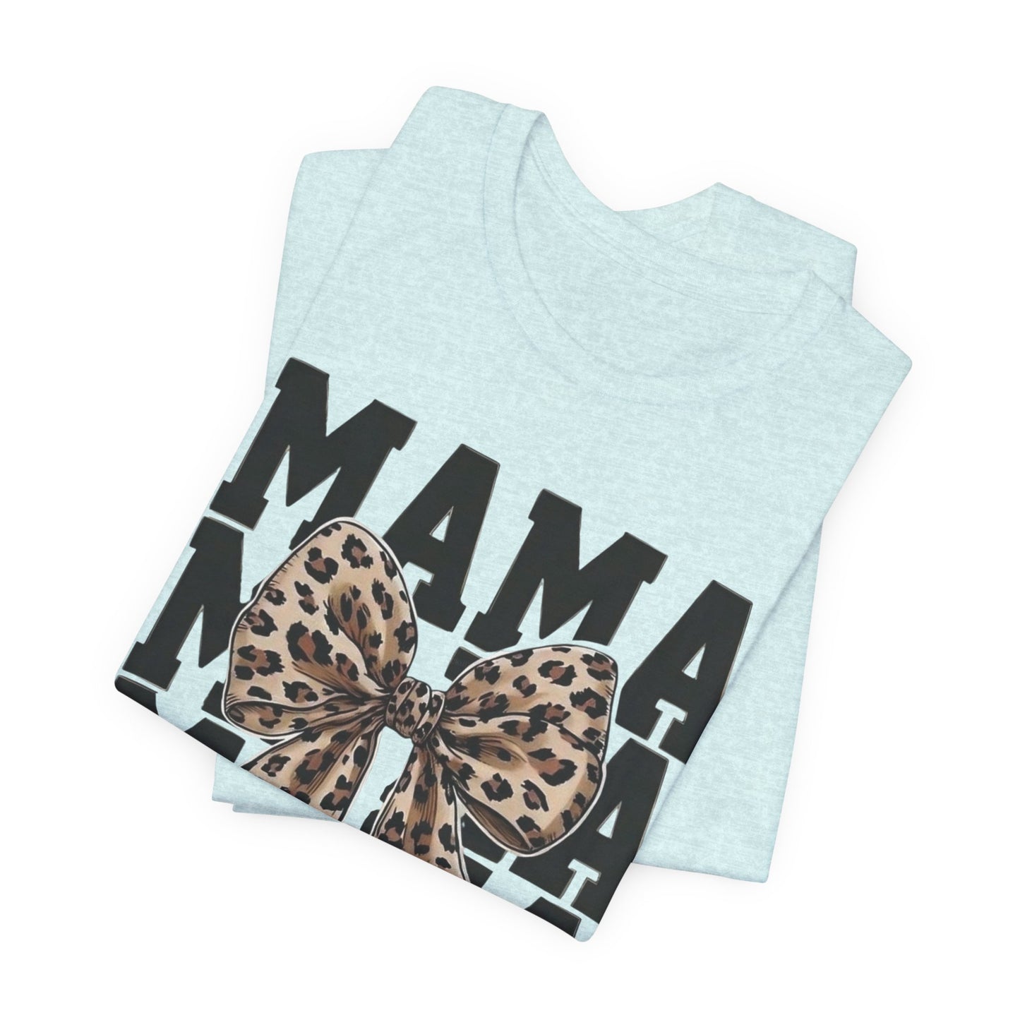Mama Leopard Bow Tee - 'MAMA' Graphic Women's Mother's Day T-Shirt