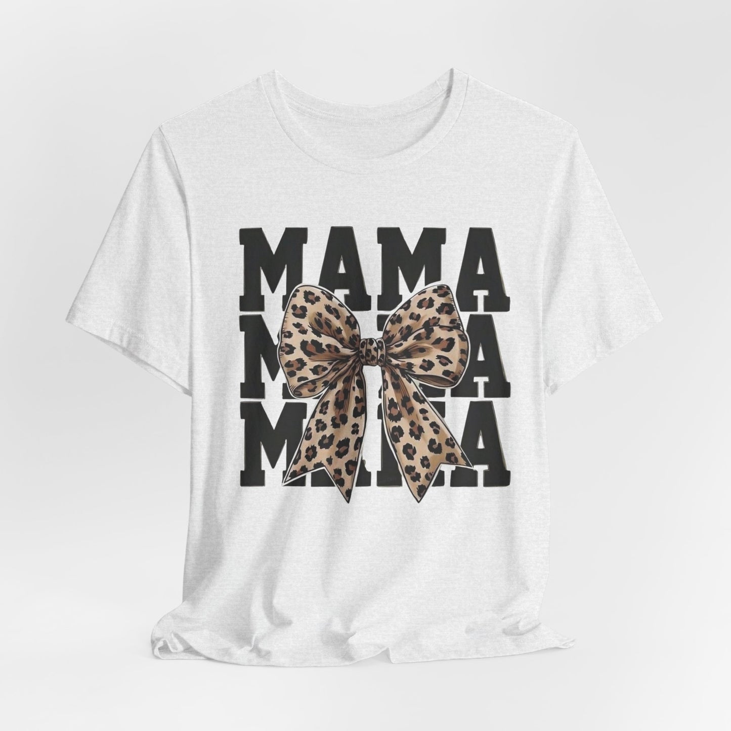 Mama Leopard Bow Tee - 'MAMA' Graphic Women's Mother's Day T-Shirt