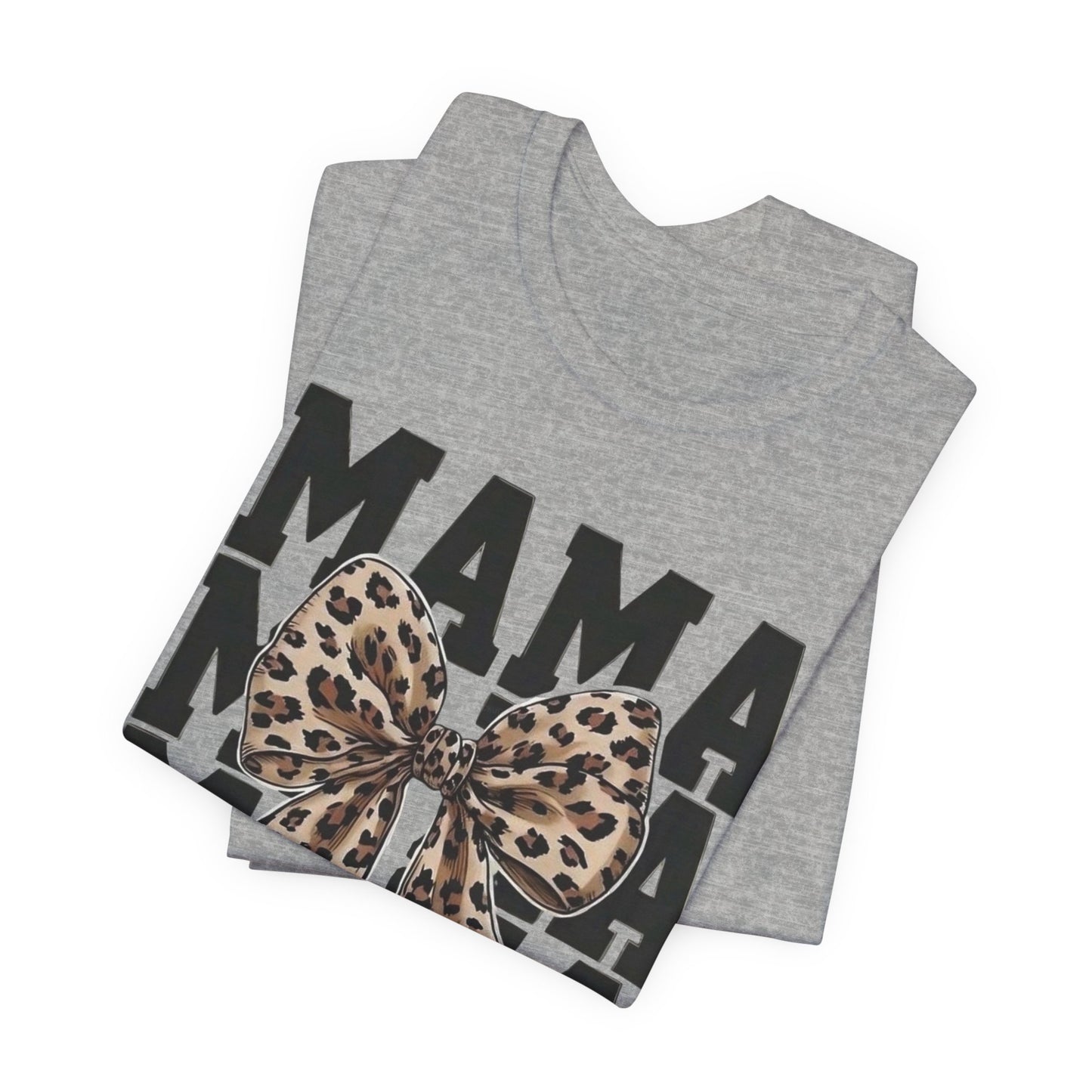 Mama Leopard Bow Tee - 'MAMA' Graphic Women's Mother's Day T-Shirt