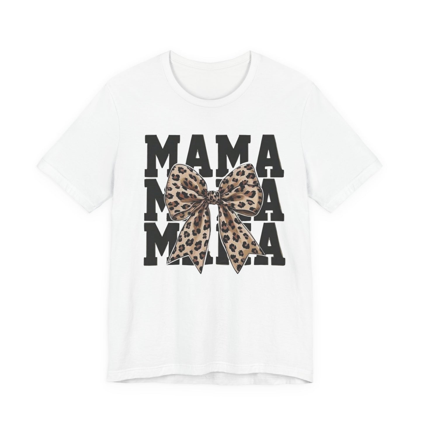 Mama Leopard Bow Tee - 'MAMA' Graphic Women's Mother's Day T-Shirt
