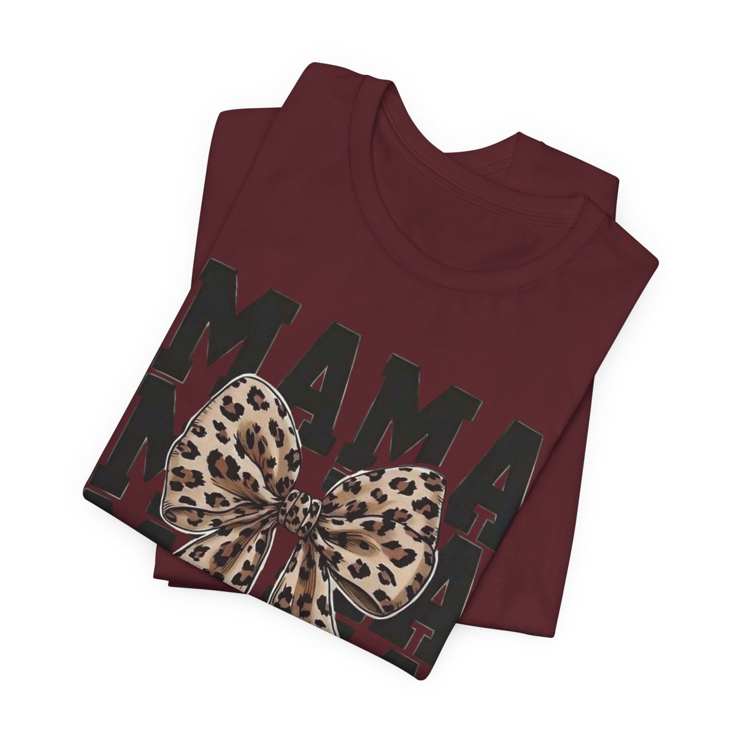 Mama Leopard Bow Tee - 'MAMA' Graphic Women's Mother's Day T-Shirt