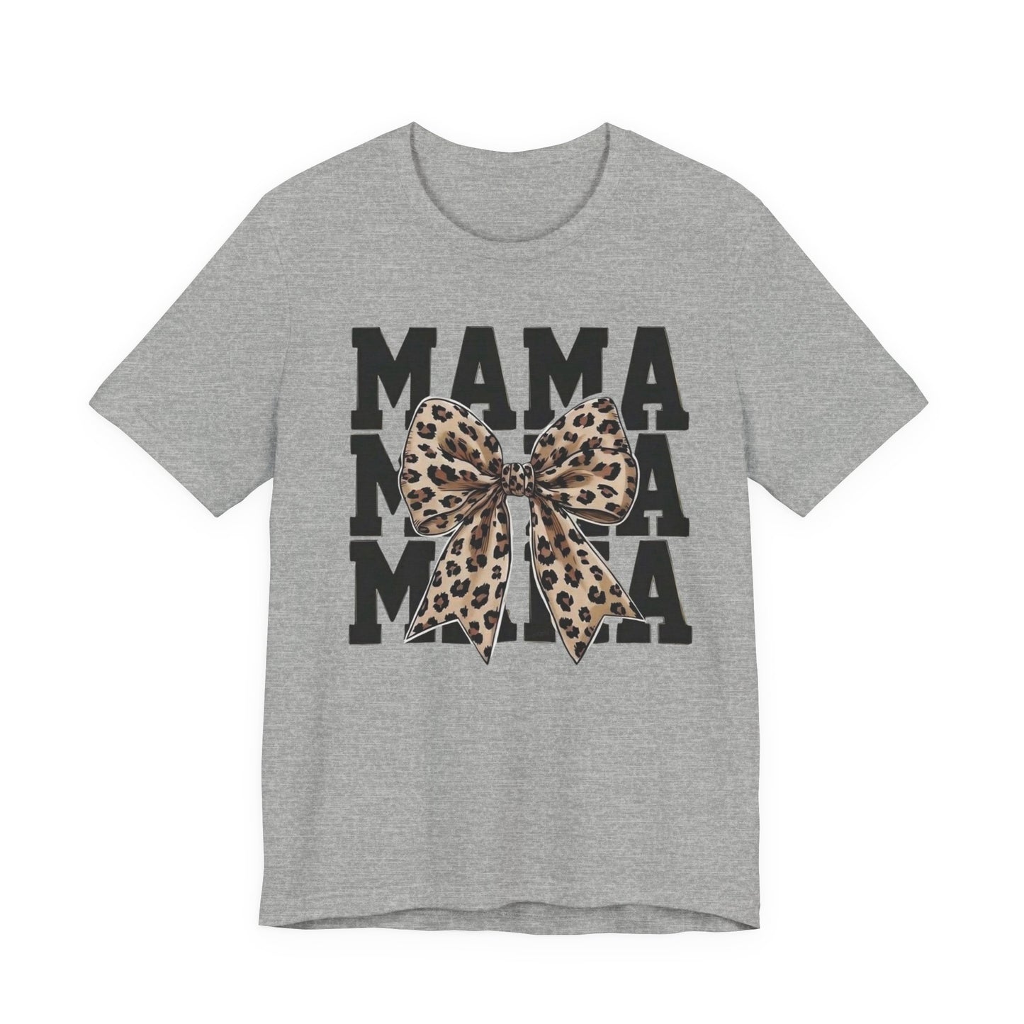 Mama Leopard Bow Tee - 'MAMA' Graphic Women's Mother's Day T-Shirt