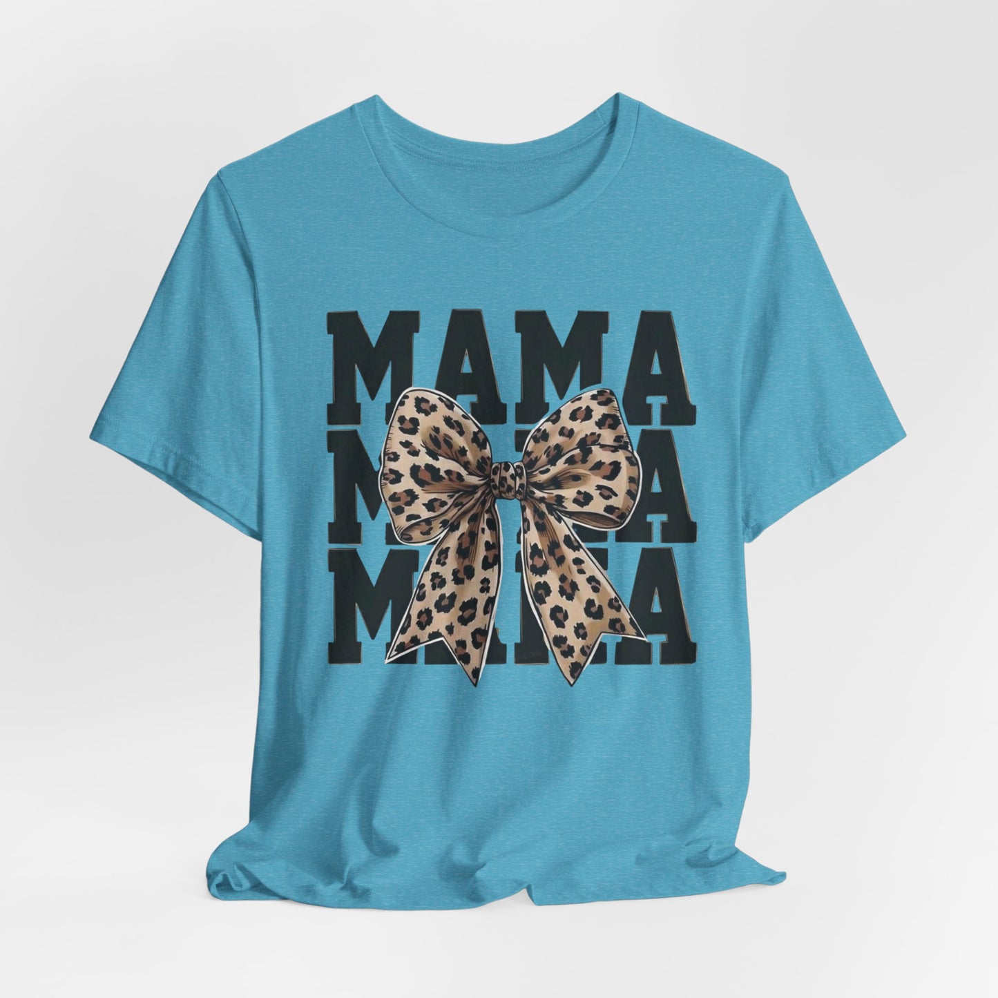 Mama Leopard Bow Tee - 'MAMA' Graphic Women's Mother's Day T-Shirt