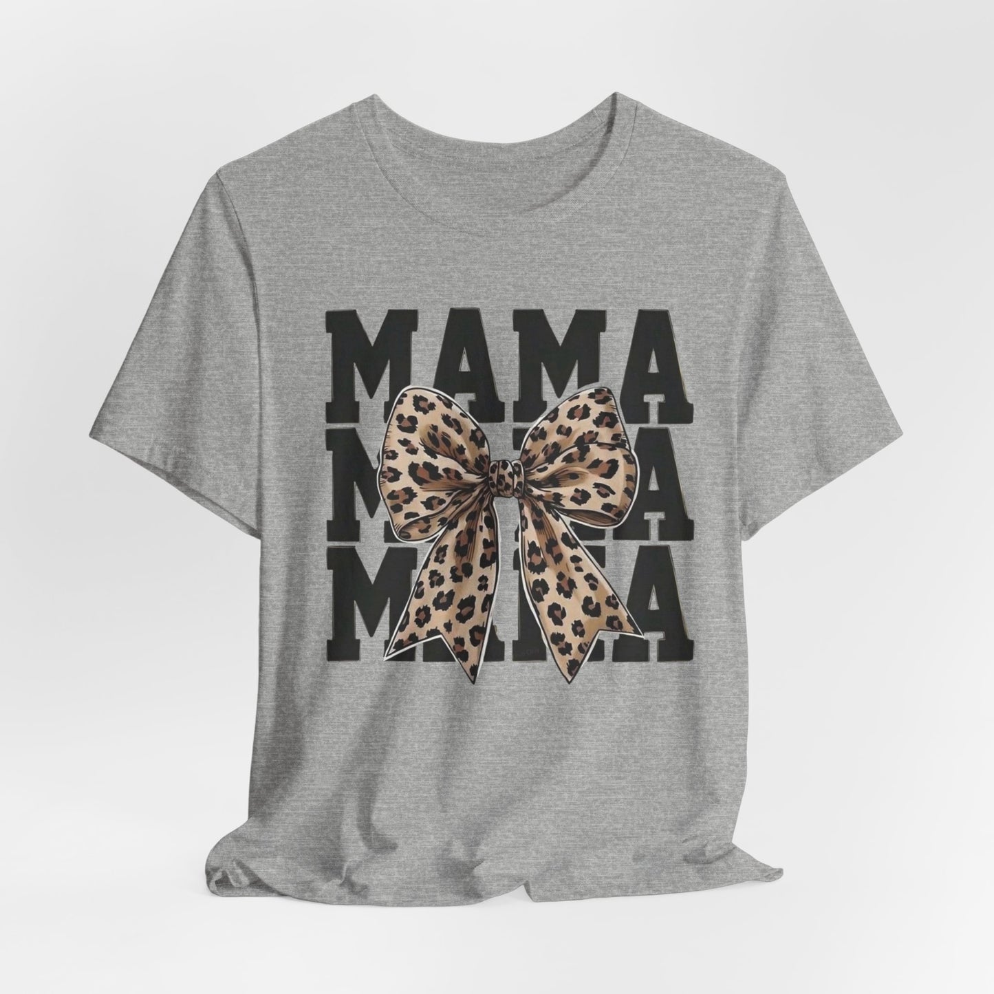 Mama Leopard Bow Tee - 'MAMA' Graphic Women's Mother's Day T-Shirt