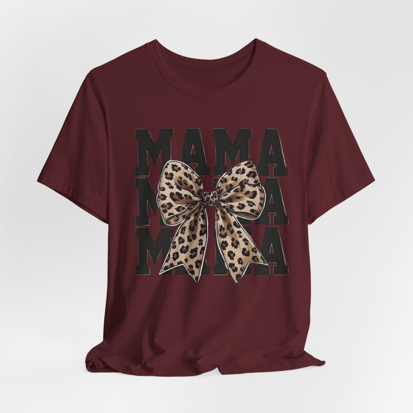 Mama Leopard Bow Tee - 'MAMA' Graphic Women's Mother's Day T-Shirt