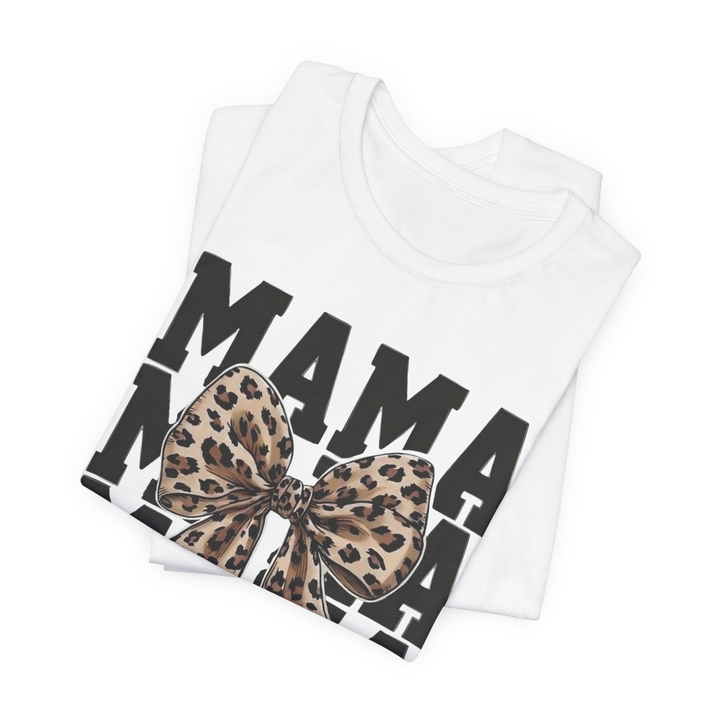 Mama Leopard Bow Tee - 'MAMA' Graphic Women's Mother's Day T-Shirt