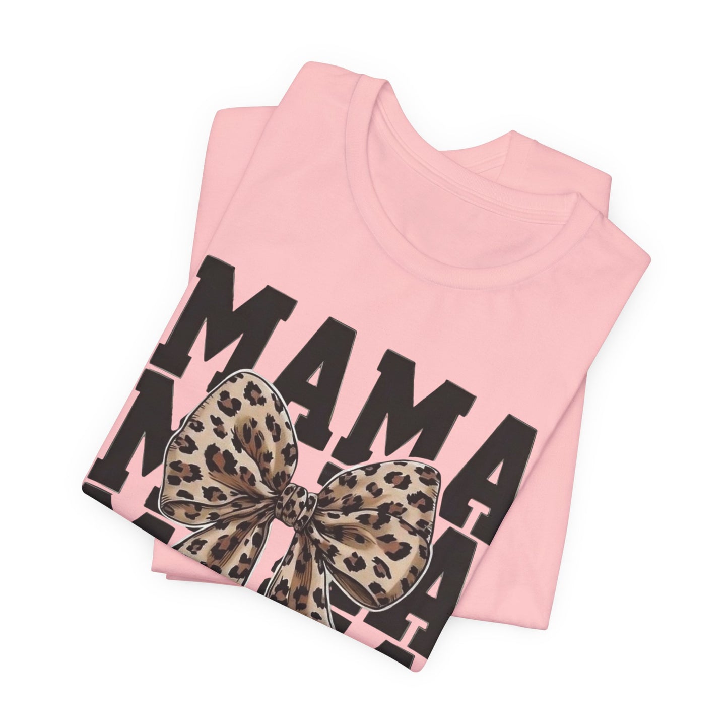 Mama Leopard Bow Tee - 'MAMA' Graphic Women's Mother's Day T-Shirt