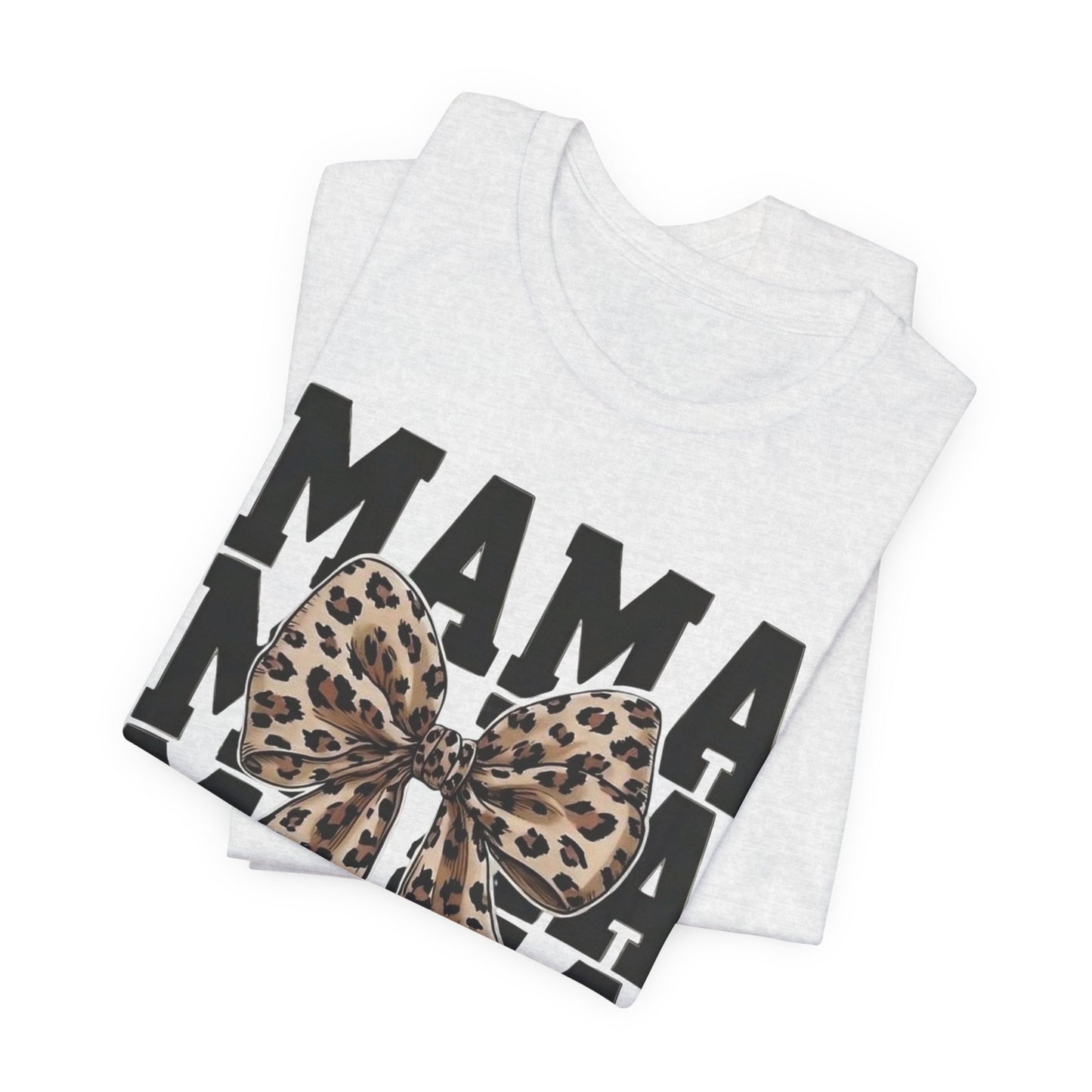Mama Leopard Bow Tee - 'MAMA' Graphic Women's Mother's Day T-Shirt