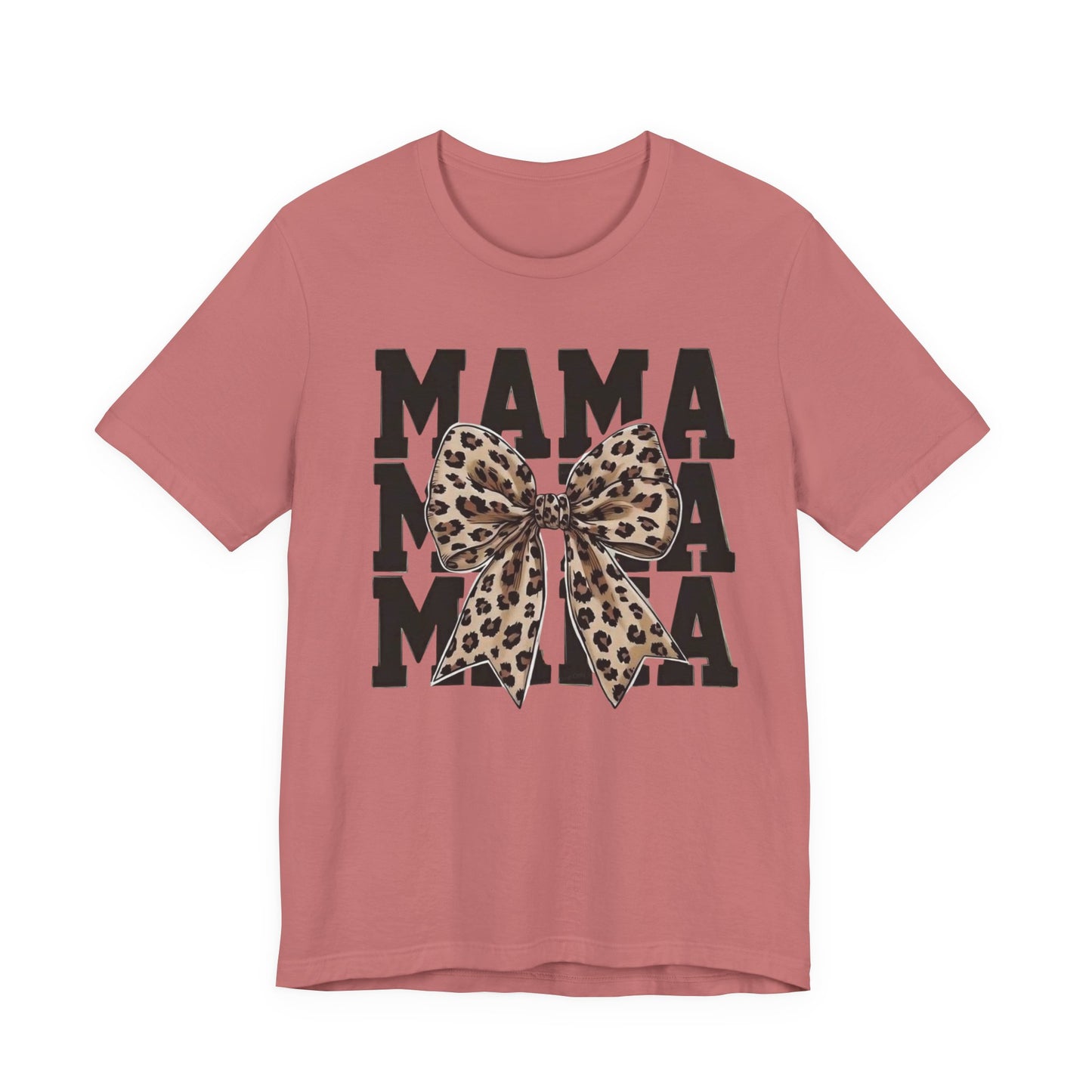 Mama Leopard Bow Tee - 'MAMA' Graphic Women's Mother's Day T-Shirt