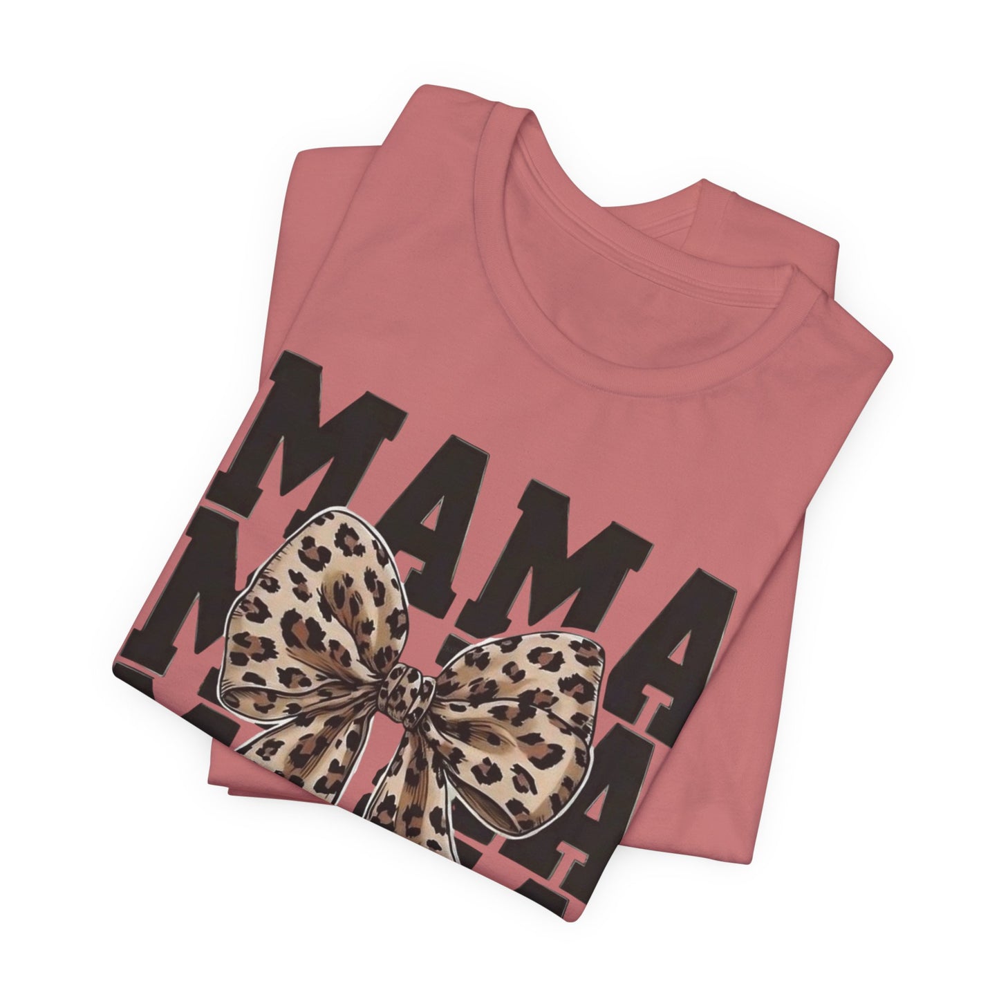 Mama Leopard Bow Tee - 'MAMA' Graphic Women's Mother's Day T-Shirt