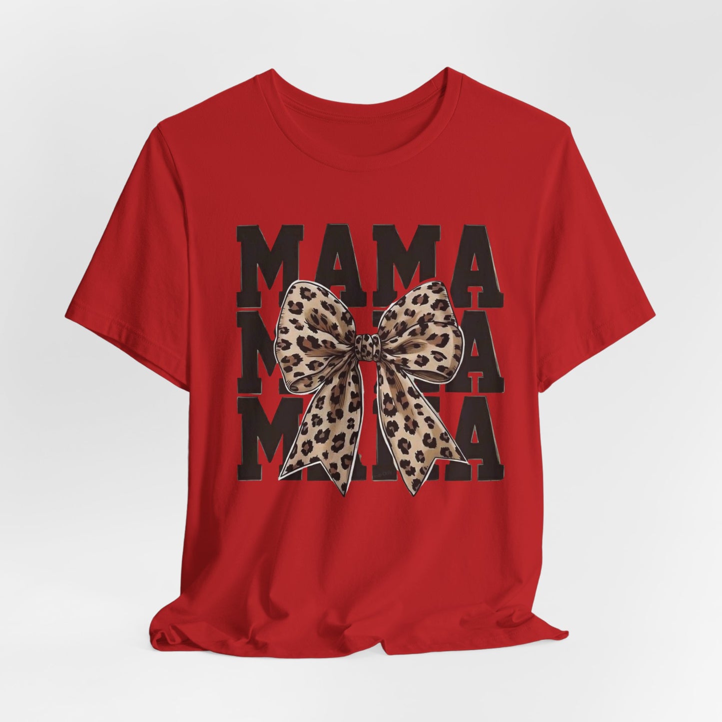Mama Leopard Bow Tee - 'MAMA' Graphic Women's Mother's Day T-Shirt